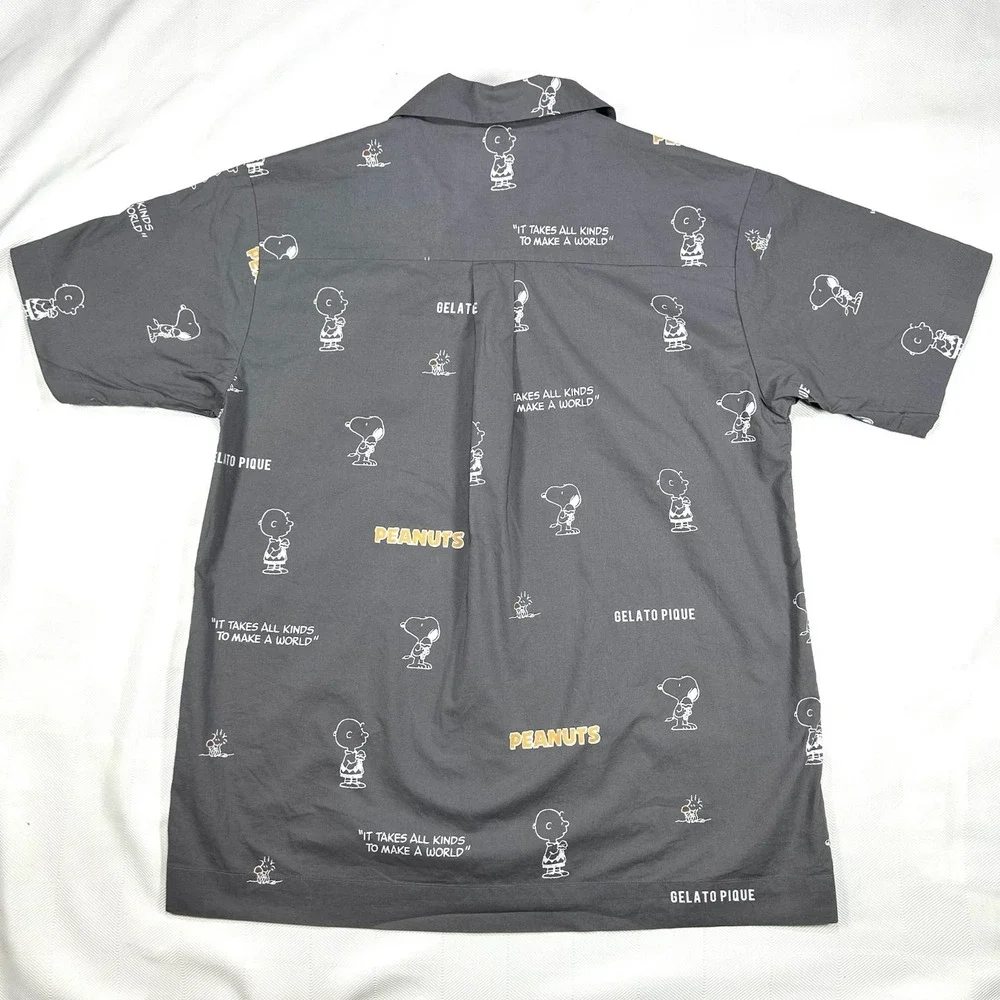 Gelato Pique Peanuts Snoopy Charlie Brown Shirt Gray Mens L PMFT212964